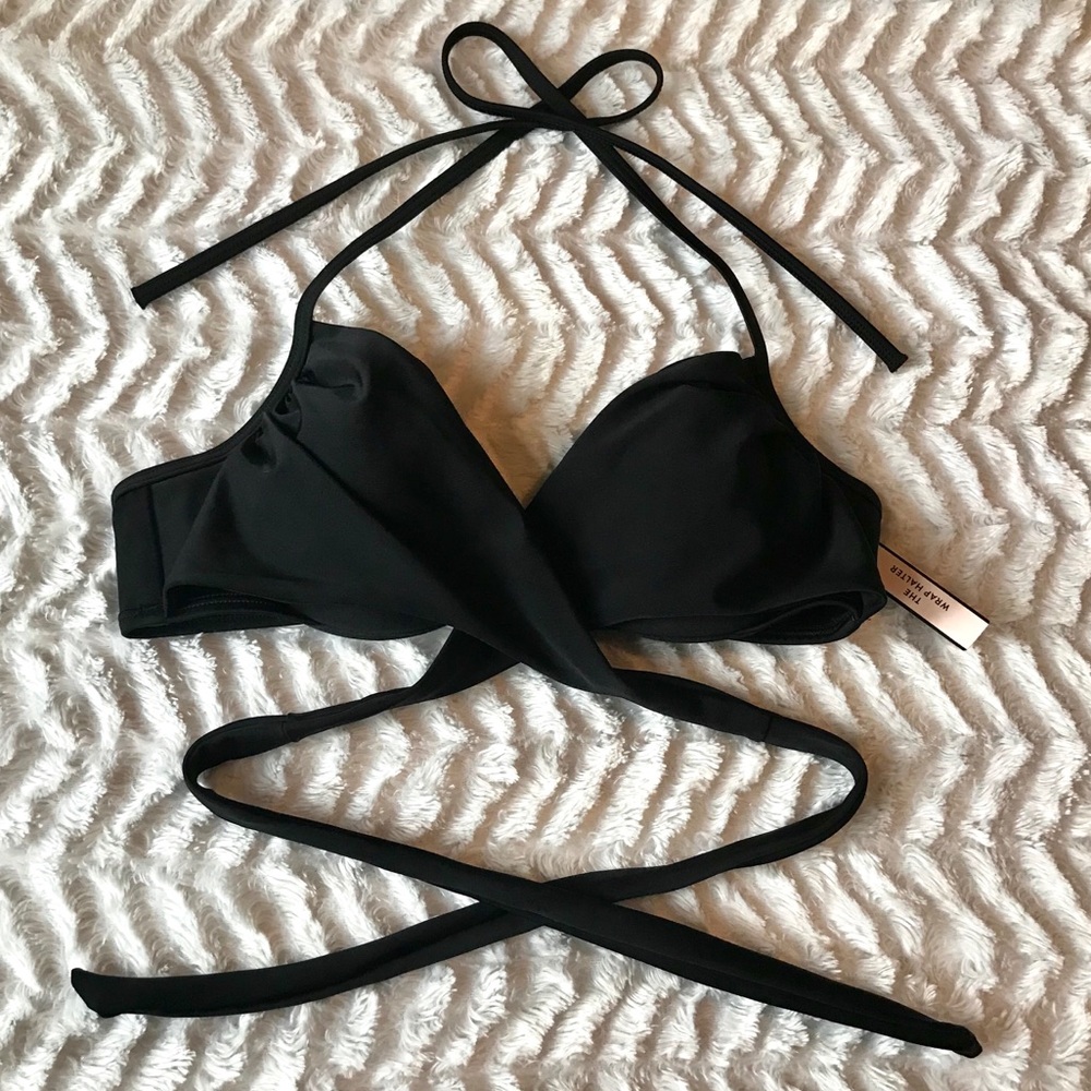 NWT Victoria’s Secret Black Wrap Halter Bikini Top